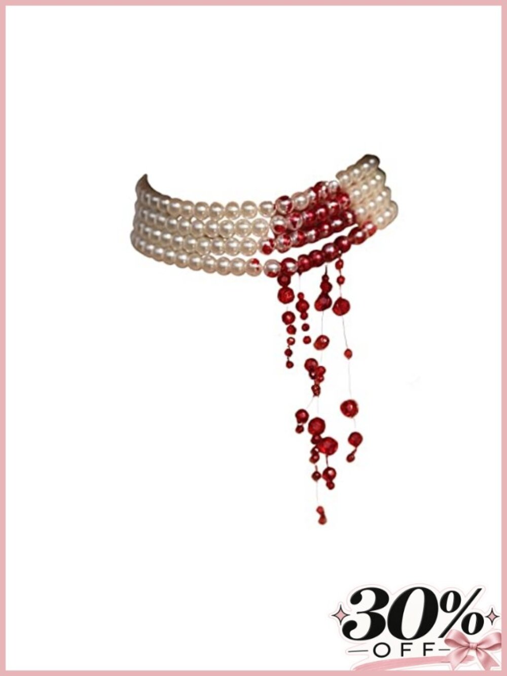Handmade Vampire Choker Dripping Blood Imitation Pearl Necklace Gothic